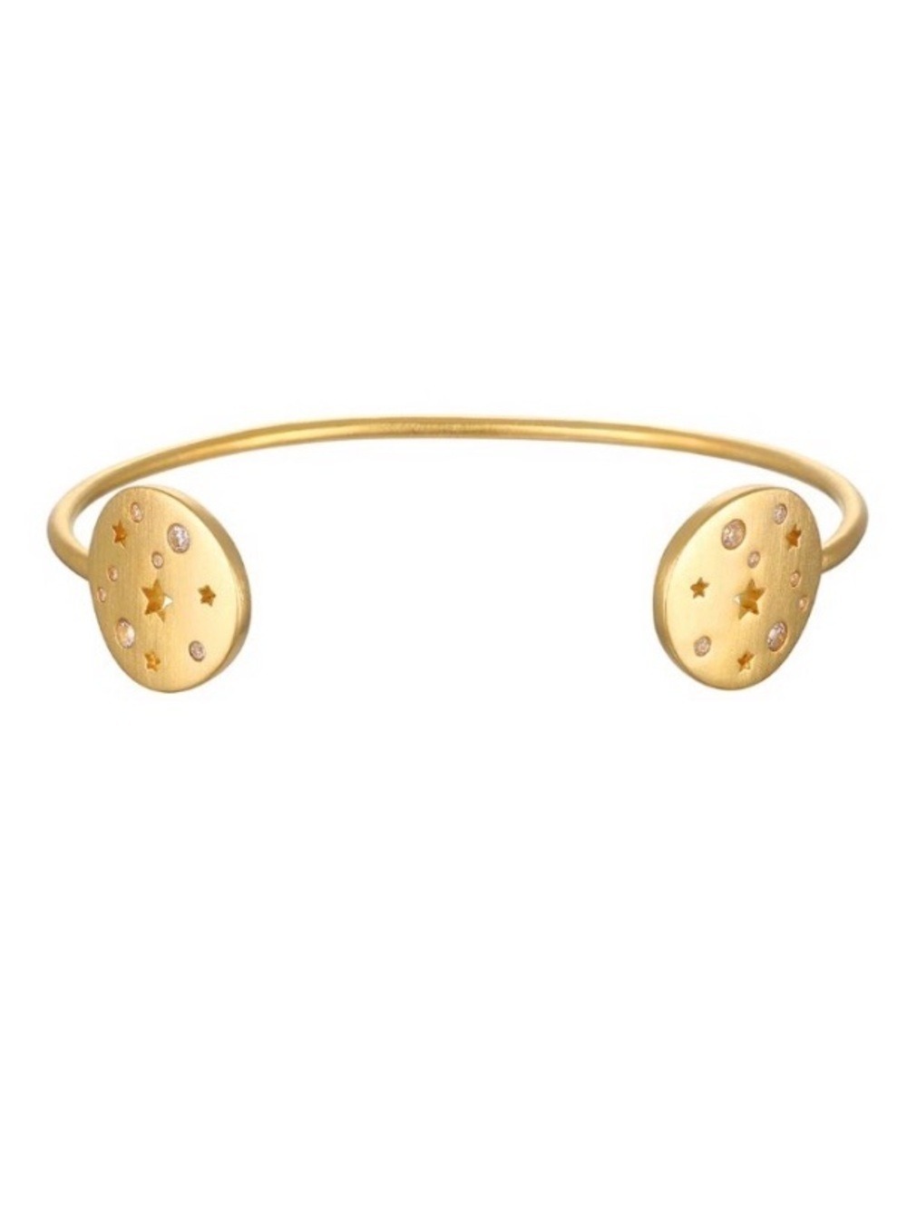 Satya Jewelry Starry Medallion Gold Star White Topaz Cuff Bracelet